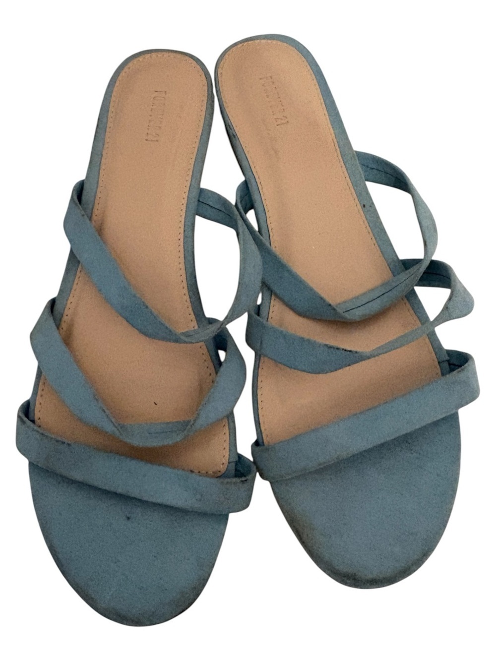 Forever 21 Dusty Blue Strappy Slide Sandals